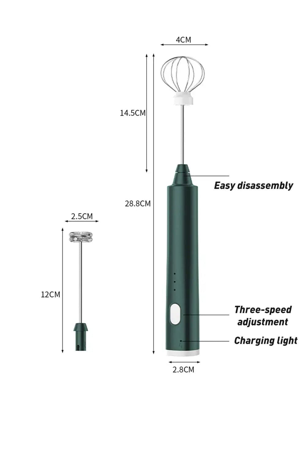 Handheld Frother Coffee Beater, USB Rechargeable Coffee Blender, Household Milk Shaker Mixer Foamer Food Blender, Kitchen Cooking Tool