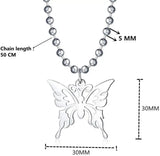 Sweet Butterfly Stainless Steel Pendant Necklace, Streetwear Ball Chain Polishing Chain Pendant, Hollow Butterfly Ball Chain Necklace Jewellery