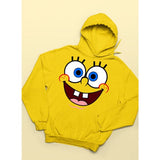 Sponge Bob Face Print Hoodie, Unisex Winter Warm Hoodie