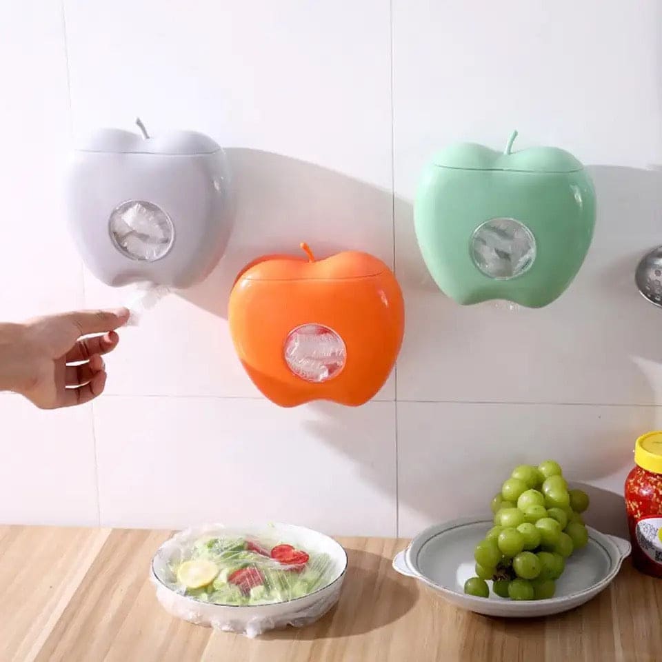 Apple Plastic Bag Organizer, Plastic Wrap Storage Box, Kitchen Bathroom Disposable Organizer, Transparent Disposable Plastic Bags Organizer, Elastic Fresh Keeping Bag Storage Container