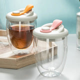 Double Wall Glass, Transparent Insulated Coffee Cup, Transparent Double Layer Wall Glass Cup, Cute Portable Water Cup, Double Wall Glass Cup