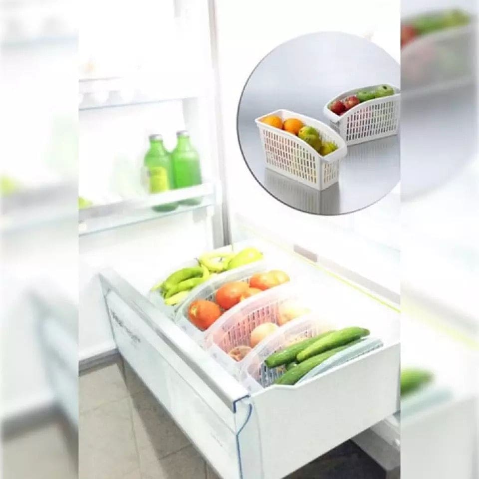 Kitchen Organizer Basket, Drawer Adjustable Storage Box, Retractable Drawer Space Saver Slide Fridge Rack, Classified Organizer Container, Vegetable Drain Basket