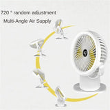 Tent Fan With LED Light, Portable Desk Clip Fan, Rechargeable Clip LED Fan, Comfortable Desktop Small Fan, 3D Cyclic Usb Fan, Three In One Rotary Electric Fan, Dormitory Quiet Office Desktop Clip Charging Fan, Ultra Long Range Silent Clip Fan
