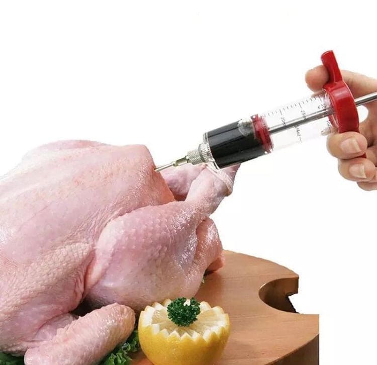 Meat Marinade Seasoning Flavor Injector, Injection Syringe With Screw-on Meat Needle For BBQ Grill