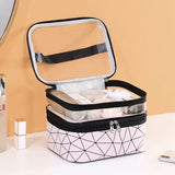 Dual Transparent Cosmetic Bag, Women Make Up Case, Big Capacity Travel Makeup Organizer, Toiletry Beauty Storage, Portable Women Makeup Bag, Travel Carrying Bag, Cosmetic Storage Bag, Dual Zipper Wash Beauty Pouch