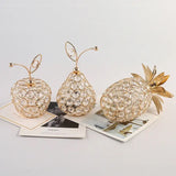 Metal Crystal Craft Fruit Ornament, Apple Pear Pineapple Living Room Decoration, Creative Luxury Home Decoration, Metal Hollow Decoration, Home Furnishings Ornaments, Crystal Desktop Ornament