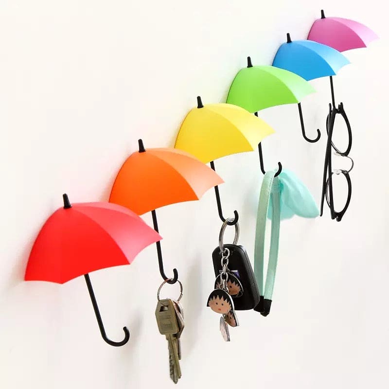 Set of 3 Creative Umbrella Self Wall Hook, Key Hair Pin Holder, Mini Umbrella Sticky Hooks, Home Decorative Hanging Hooks, Home Storage Organizer, Kitchen Bathroom Home Use Hook