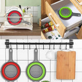 Foldable Colander Basket, Folding Vegetable Fruit Washing Basket Drain Strainer, Extendable Kitchen Colander Strainer With Handle, Round Kitchen Strainer for Draining, Over The Sink Vegetable/Fruit Flexible Strainer,  Folding Heat Resistant Colander