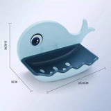 Wall-Mounted Whale Shaped Soap Holder, Hanging Bathroom Soap Tray with Suction Cup, Self Draining Soap Holder for Shower Wall