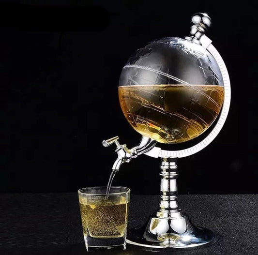 1500ml Globe Shape Dispenser With Funnel And Stopper, Decanter Dispenser For Drinks, World Map Liquor Dispenser