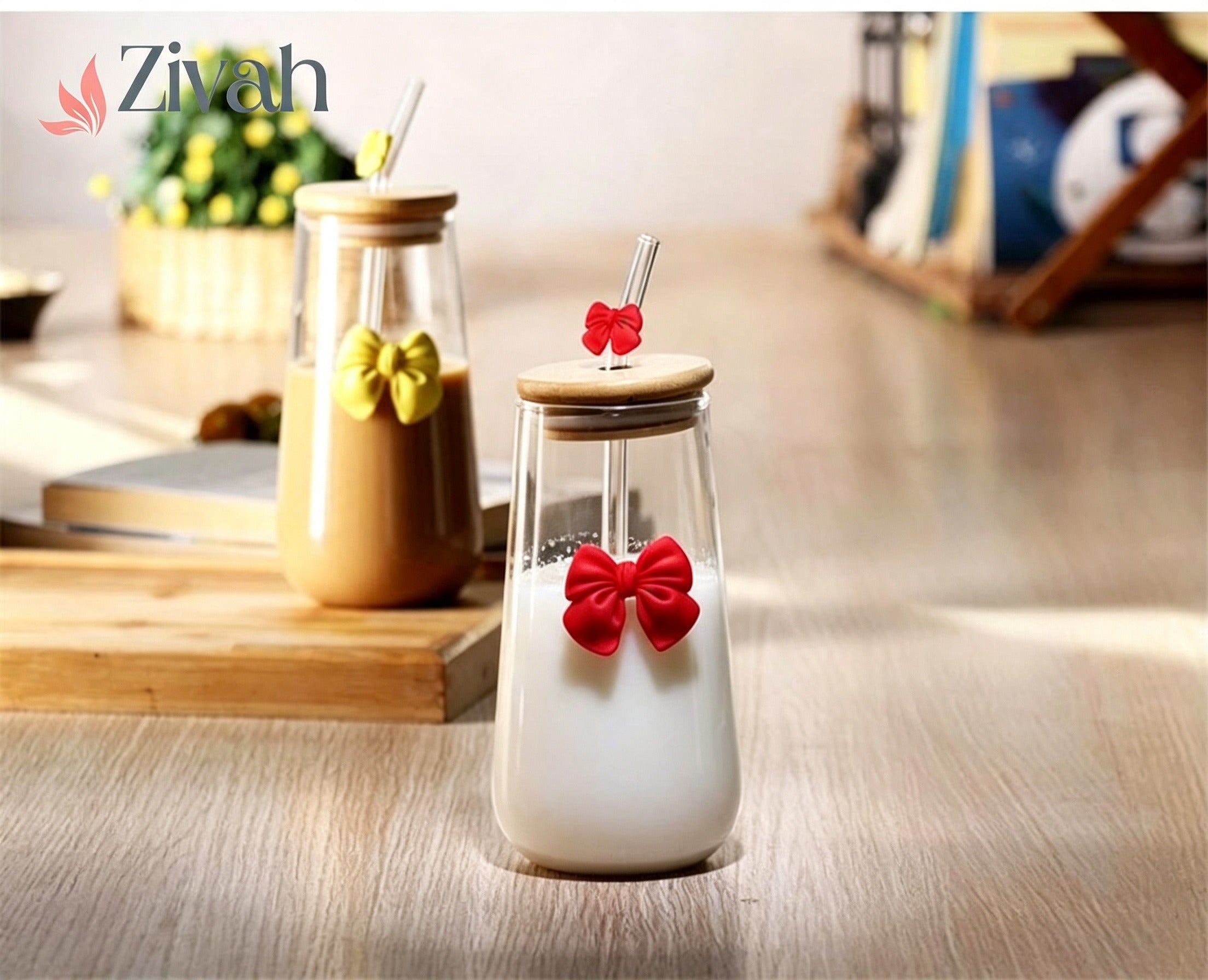 Glassium Bow Mug With Straw - 500Ml