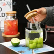 Elegant Square Glass Smoothie Cup With Handle & Straw