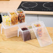 Transparent 3 Section Food Storage Box, Square Handle Food Storage Container, Plastic Divided Kitchen Organizer Bin, Multipurpose Fridge Storage Boxes with Lid and 3 Bins