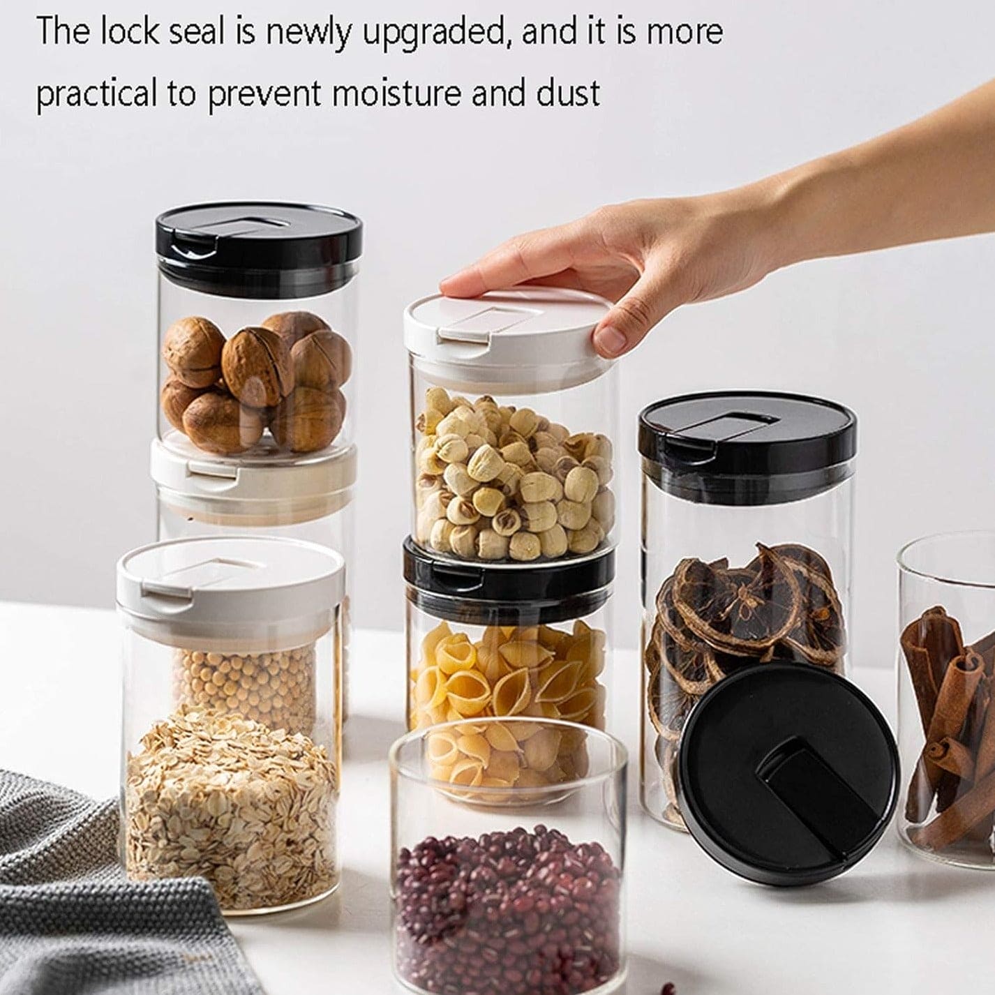 Set Of 3 Transparent Cookie Jar, Transparent Sealed Cans Jars For Spices, Multi Capacity Grain Storage Box, Kitchen Snacks Dry Plastic Fresh Keeping Tank
