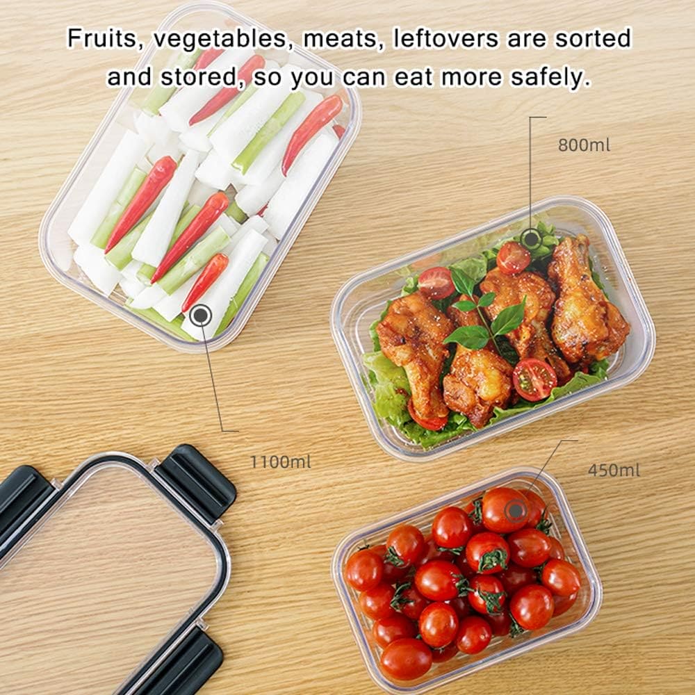 Set Of 3 Acrylic Food Container, Food Vegetable And Fruit Storage Box, Refrigerator Acrylic Meal Prep Containers, Multifunctional Reusable Food Storage Box With Lid