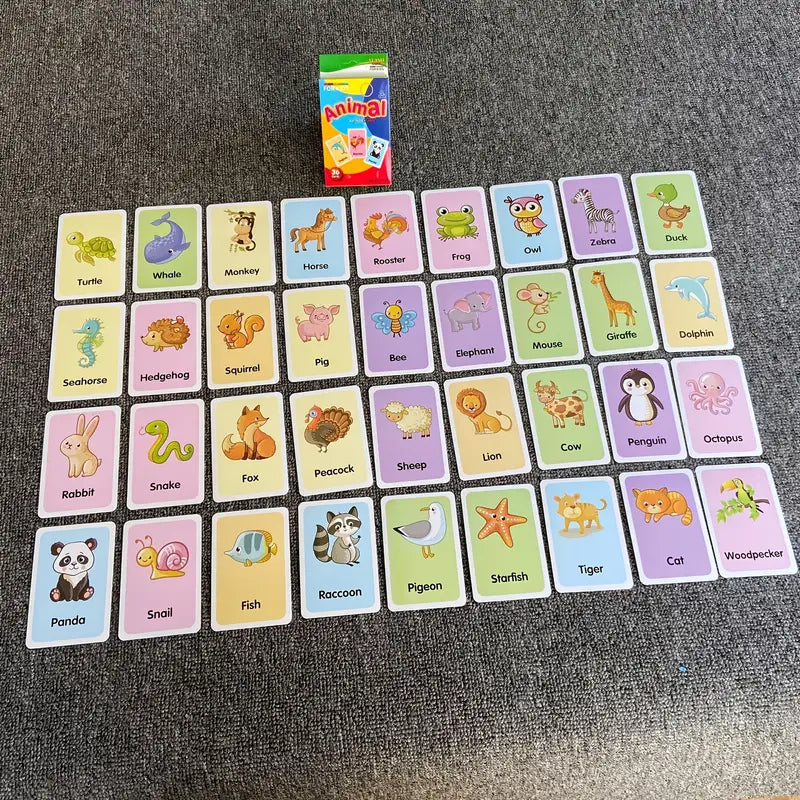 English Word Learning Flash Card For Kids, Visual Stimulation Cards for Toddlers, Cartoon Flashcards for Newborn Babies Kids, Fun Learning and Educational Kids Cards, Memory Training  Learning Cards, Montessori Baby Learning Cards