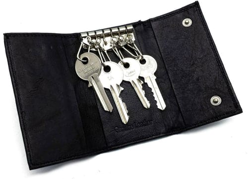 Leather Keychain Pouch, Personalized Key Holder, Wallet Style Snap Close Keyrings, Engraved Key Case