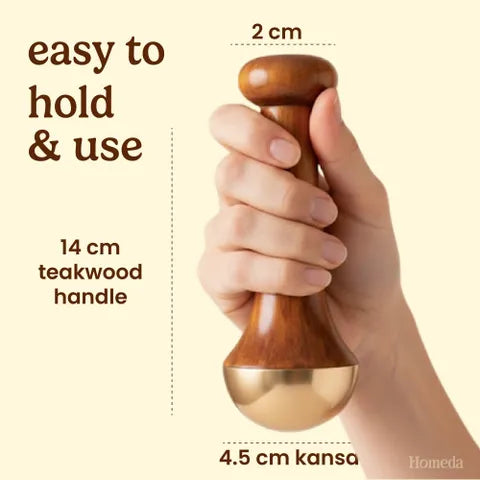 Kansa Wand Facial & Body Massager | Teak Wood Ayurvedic Massage Tool