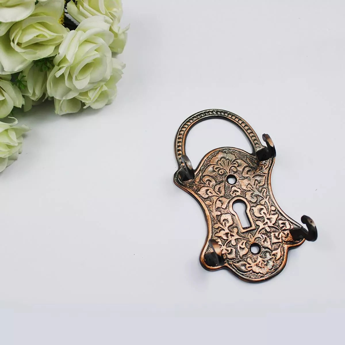 Antique Lock Key Holder, Wall Decorative Key Organizer,  Metallic Antique Design Wall Mounted Key Holder, Wall Mount Key Holder For Home Decoration