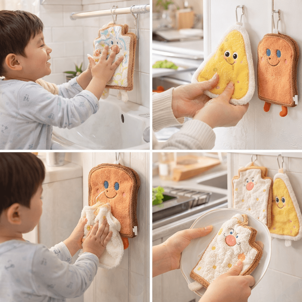 Kids Cartoon Hand Towel | Soft Microfiber Hanging Towel for Bathroom & Kitchen Use