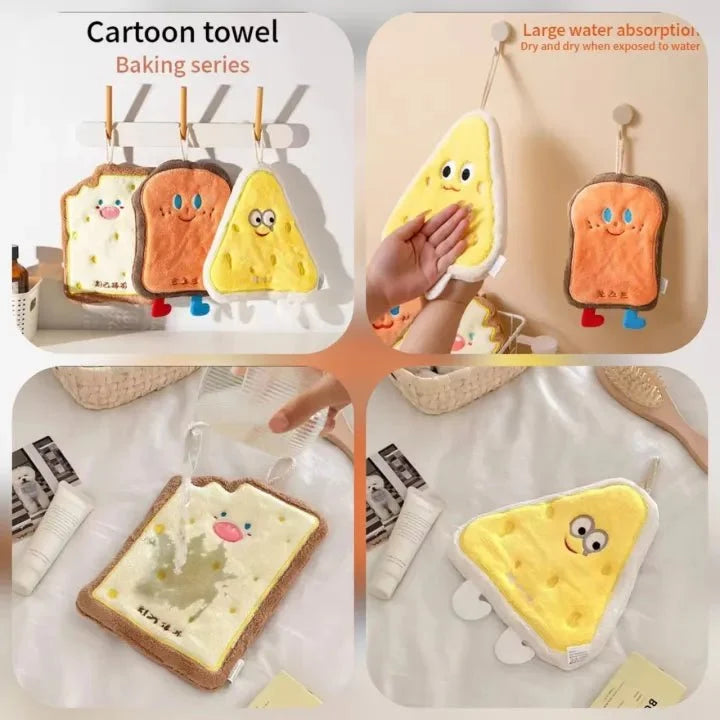 Kids Cartoon Hand Towel | Soft Microfiber Hanging Towel for Bathroom & Kitchen Use