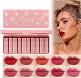 Set Of 10 Dragon Ranee Lipstick Set, Mini Matte Lipstick Set, Lasting Not Stick Natural Lip Tint Lip Glaze, Nude Coloring Pigmented Velvet Lip Gloss Kit