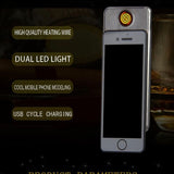 Mini iPhone Lighter, Electric Rechargeable Cigarette Lighter, Smart Drop Down Electronic Lighter, Pocket Smoking Lighter, Windproof Flameless Lighter, Mobile Phone Creative Lighter Electric