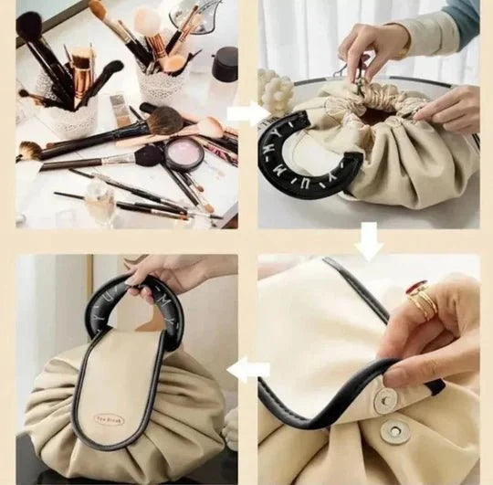 Lazy Makeup Bag with Handle | Drawstring Cosmetic Pouch for Women & Girls