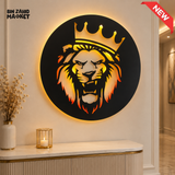 LED CROWNED LION ROUND WALL DECOR