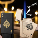 Deck Playing Card Lighter, Ikka Card Pocket Lighter, Metal Poker Jet Lighter, Windproof Playing Card Shape Lighter, Refillable Butane Playing Card Lighter, Creative Jet Flame Pocket Lighter, Flame Dazzling Butane Lighter