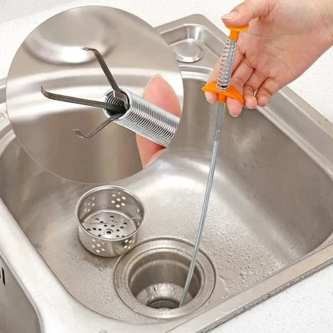 Pipe Drain Cleaner Tool – Flexible Sink & Bathroom Drain Hair Remover Grabber - 85cm