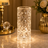 LUXURY CYLINDRICAL CRYSTAL LED TABLE LAMP WITH DIAMOND PATTERN