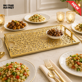 LUXURY GEOMETRIC METAL SERVING TRAY – SILVER & GOLD