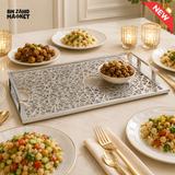 LUXURY GEOMETRIC METAL SERVING TRAY – SILVER & GOLD