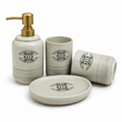 Luxury Stone Finish Bathroom Accessories Set | 4 Piece Bathroom Organizer Collection