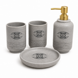 Luxury Stone Finish Bathroom Accessories Set | 4 Piece Bathroom Organizer Collection