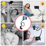 Goose Neck Flexible Phone Holder, Universal Lazy Mobile Phone Stand, Long Arm Cell Phone Holder, Car Mobile Clip Holder Stand, Multifunction Universal Long Arm Bracket, Portable Foldable Metal Lazy Stand Clamp