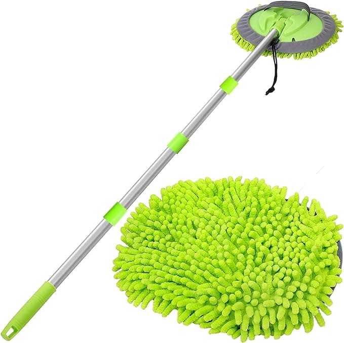 Microfiber Car Wash Brush, Mitt Sponge With Long Handle, Telescopic Cleaning Mop,  Adjustable Super Absorbent Washing Mop, 2 In 1 Wash Dust Cleaning Mop, Multifunctional Home Automobile Dust Removal Mop