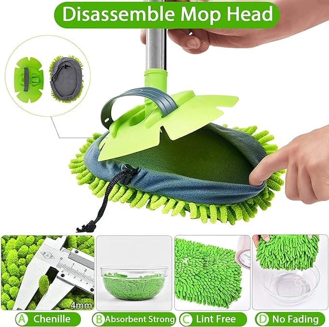 Microfiber Car Wash Brush, Mitt Sponge With Long Handle, Telescopic Cleaning Mop,  Adjustable Super Absorbent Washing Mop, 2 In 1 Wash Dust Cleaning Mop, Multifunctional Home Automobile Dust Removal Mop
