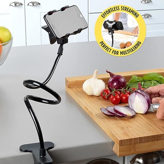 Goose Neck Flexible Phone Holder, Universal Lazy Mobile Phone Stand, Long Arm Cell Phone Holder, Car Mobile Clip Holder Stand, Multifunction Universal Long Arm Bracket, Portable Foldable Metal Lazy Stand Clamp