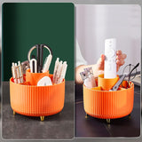 Versatile Desk Organizer, Multi Compartment Storage Box, 360°Rotating Desktop Makeup Brushes Organizer, Portable Stationary Holder, Skincare Pen Organizer Stand, 5 Slots 360 Degree Rotating Desk Organizers