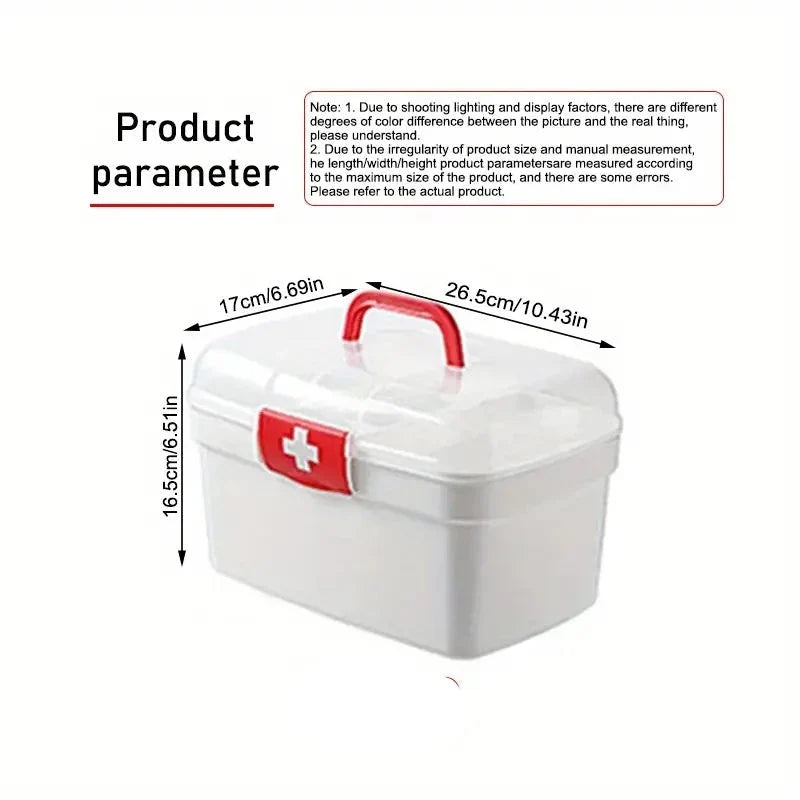 Dispensary Medicine Box, Portable Multipurpose Family First Aid Kit Box, Medical Storage Organizer Bins Container, Double Layer Drug Case, Dormitory Baby Medicine Storage Box