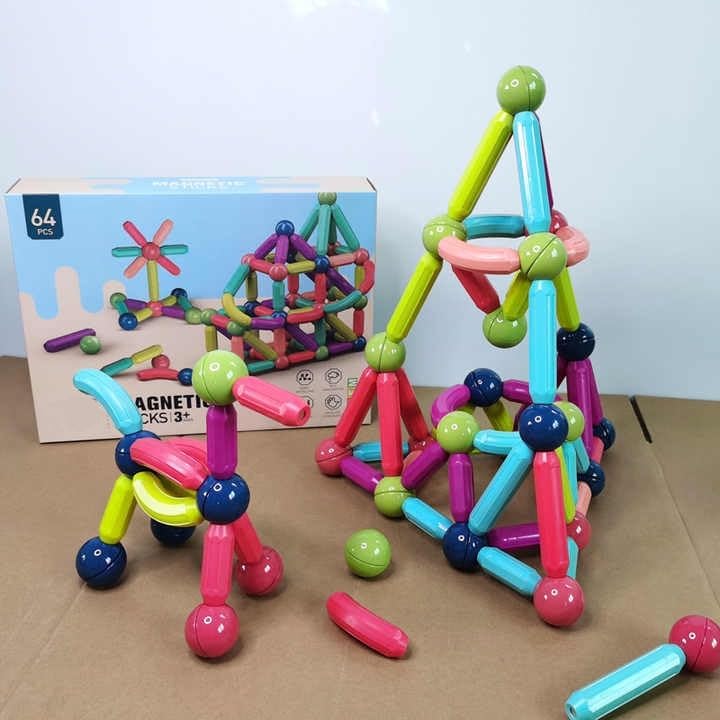 Magnetic Sticks Building Blocks Set 🧲 – 64 PCS Educational Construction Toy for Kids