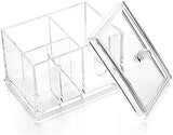 Makeup Cotton Swab Storage Container – Transparent Acrylic Organizer with Lid