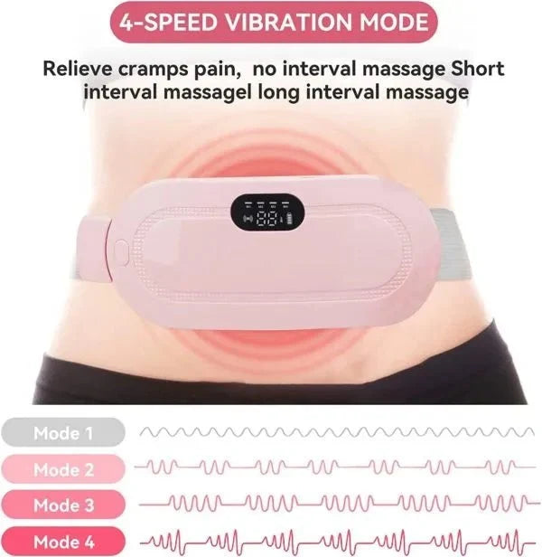 Menstrual Cramp Relief Belt | Heating & Vibrating Pain Relief for Period Cramps | Adjustable Comfort Wrap