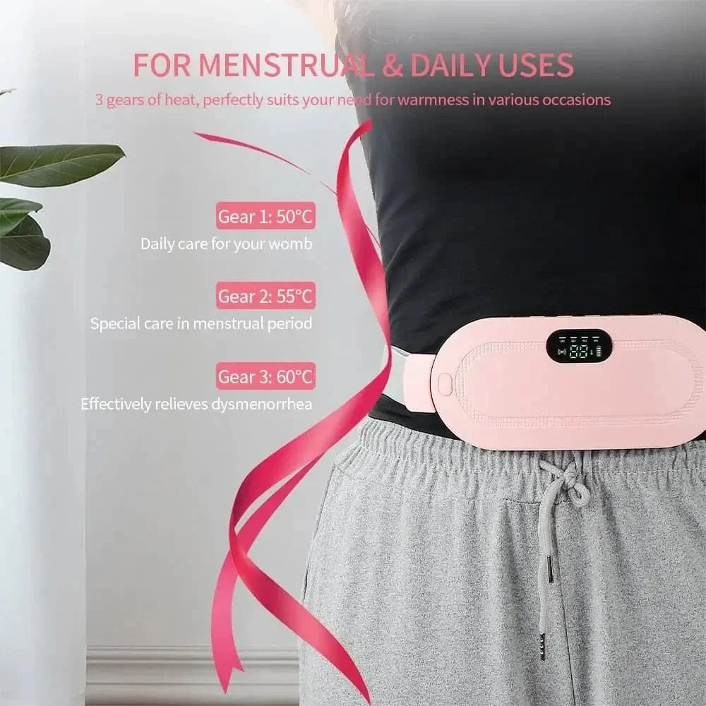 Menstrual Cramp Relief Belt | Heating & Vibrating Pain Relief for Period Cramps | Adjustable Comfort Wrap