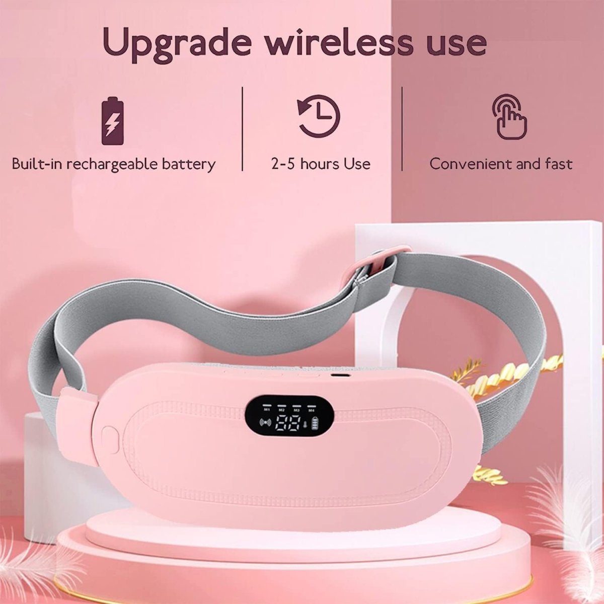 Menstrual Cramp Relief Belt | Heating & Vibrating Pain Relief for Period Cramps | Adjustable Comfort Wrap