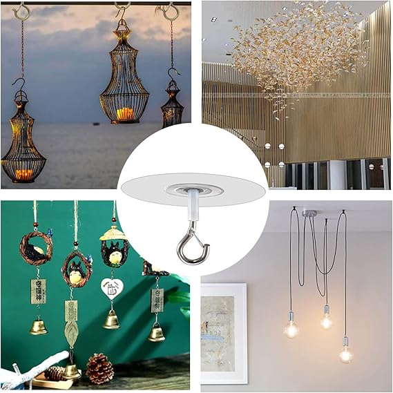 Metal Ceiling Hanging Hooks | Strong Hooks for Wind Chimes, Lamps & Decor(Pack of 2)