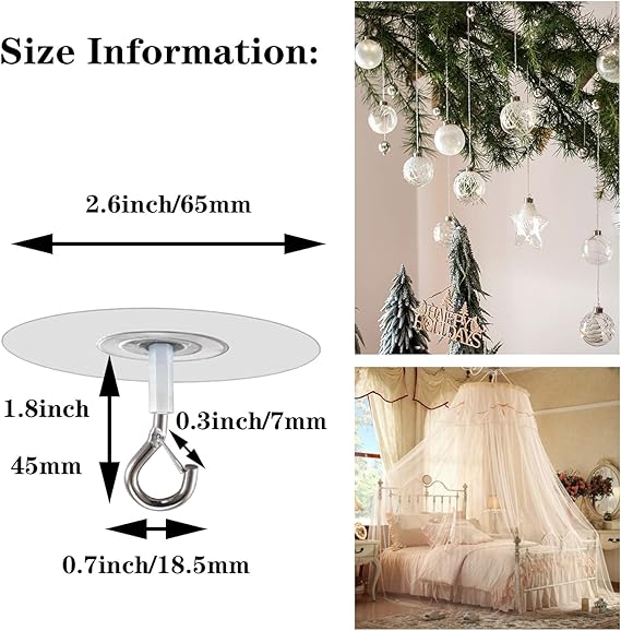 Metal Ceiling Hanging Hooks | Strong Hooks for Wind Chimes, Lamps & Decor(Pack of 2)
