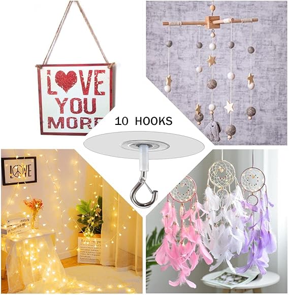 Metal Ceiling Hanging Hooks | Strong Hooks for Wind Chimes, Lamps & Decor(Pack of 2)